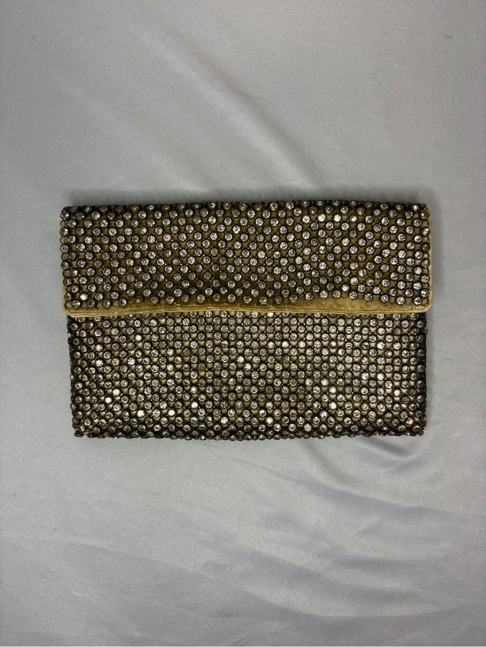 Vintage Saks Fifth Avenue Embellished Gold Crystal Cluth